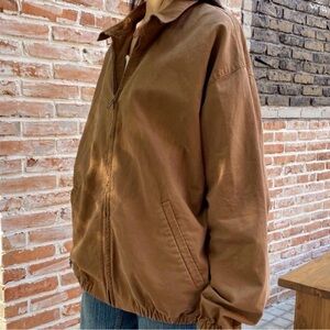 Brandy Melville Brown Zip Jacket Collared Pockets Relaxed One Size Women’s